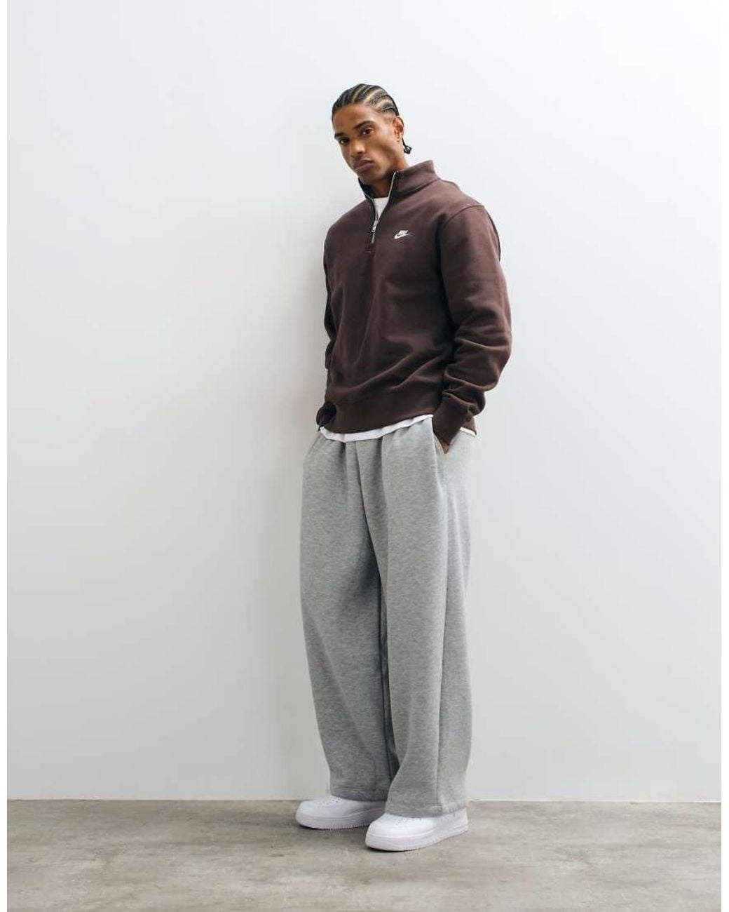 Nike Brown Club Half Zip Sweatshirt for men