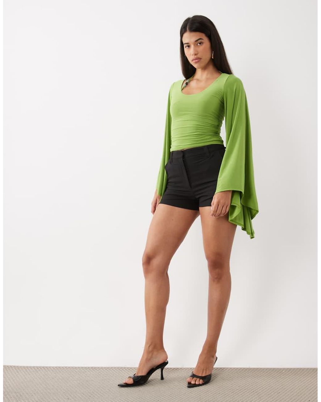ASOS Green Co-ord Beaded Kimono Sleeve Top