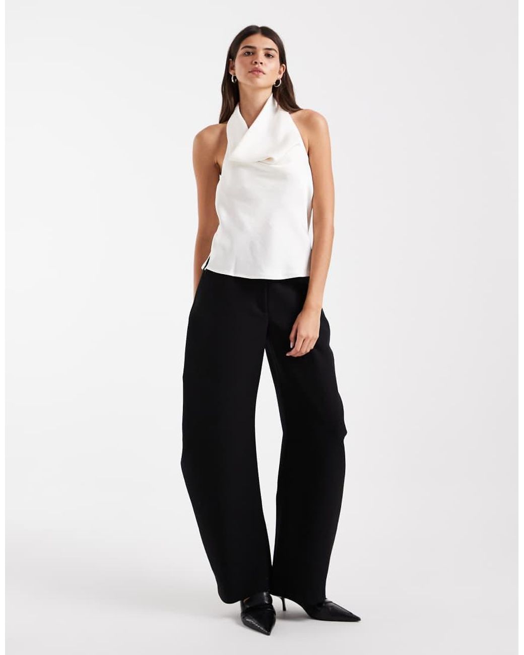 Vero Moda White Halterneck Sleeveless Satin Top