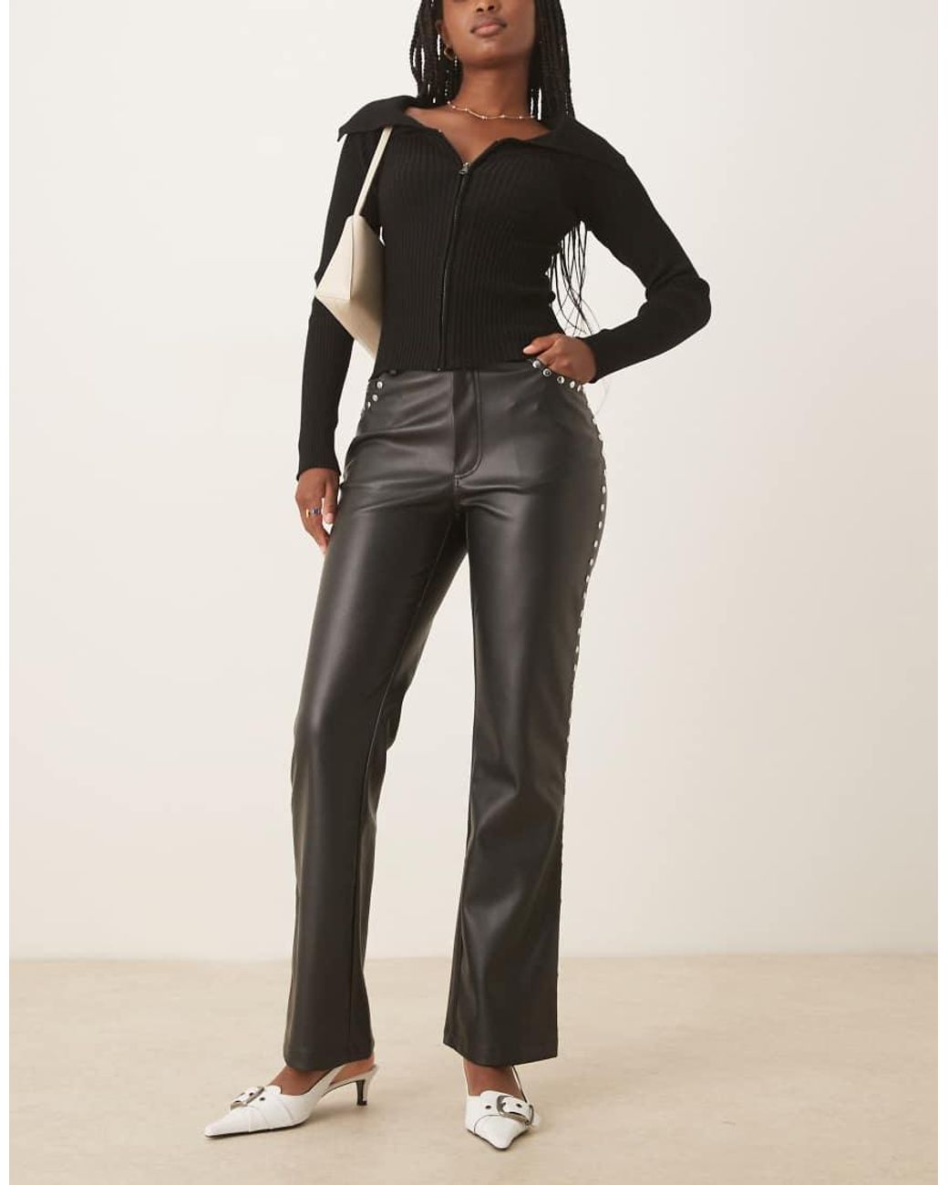 Never Fully Dressed Black Pu Studded Trousers