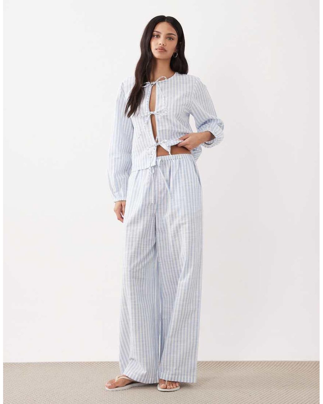 esmé studios White Curve Tie Front Beach Pants