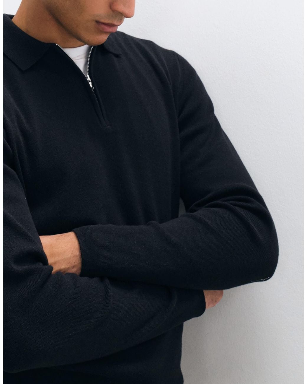 ASOS Blue Essential Knit Lightweight Zip Polo for men