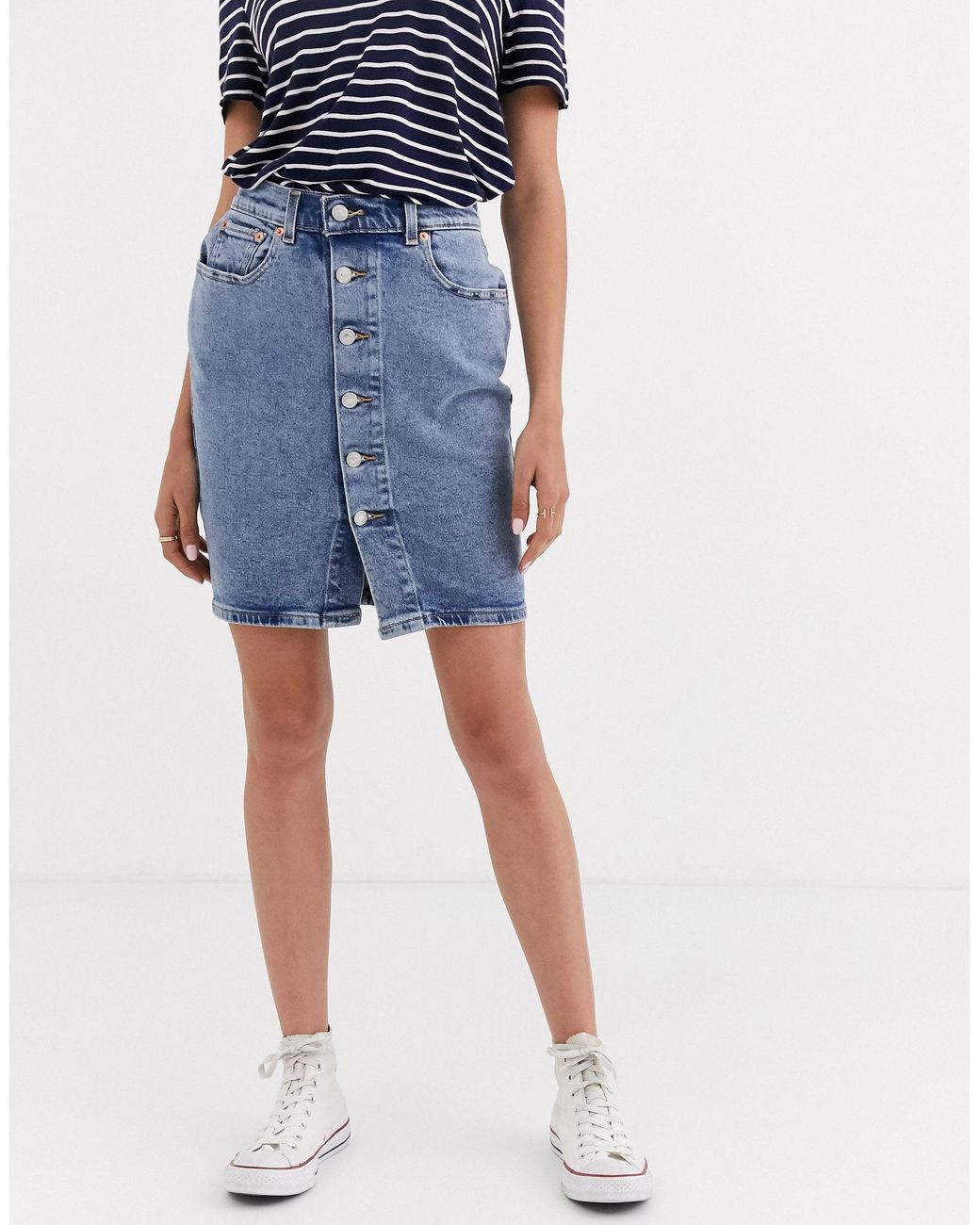 Levi's Denim Button Through Mom Skirt 