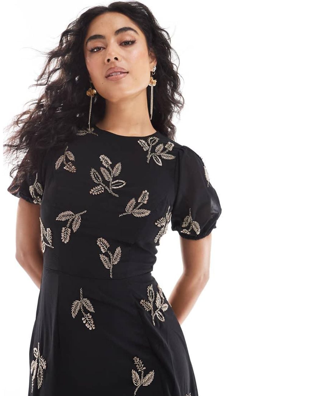 Maya Black Embellished Open Back Maxi Dress