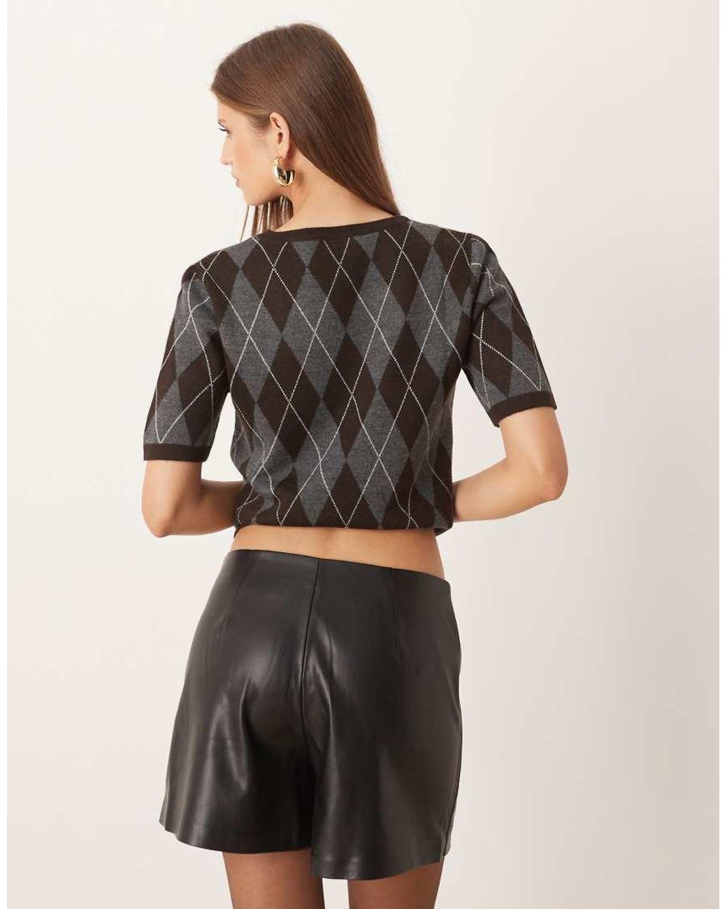 Mango Gray Faux Leather Skort