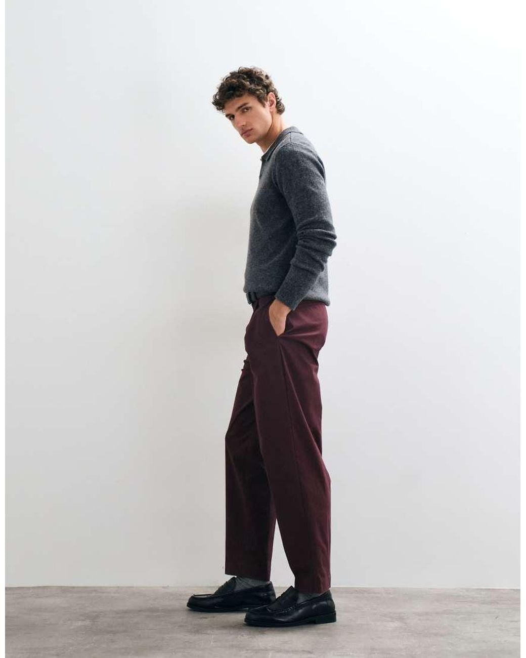ASOS Blue Tailored Cotton Rich Pleated Oversized Tapered Trousers for men