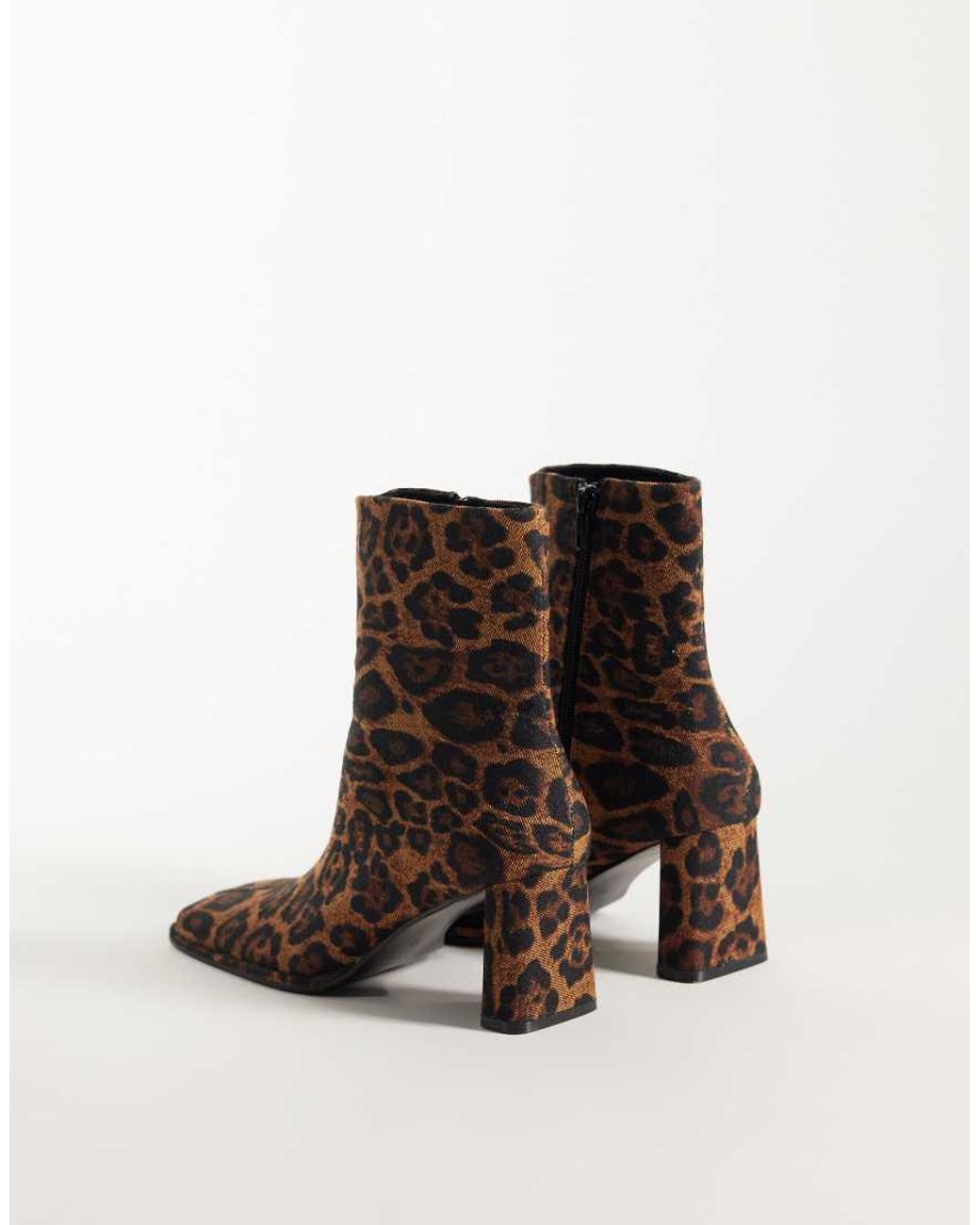 ASOS Brown Romeo Square Toe Heeled Ankle Boots