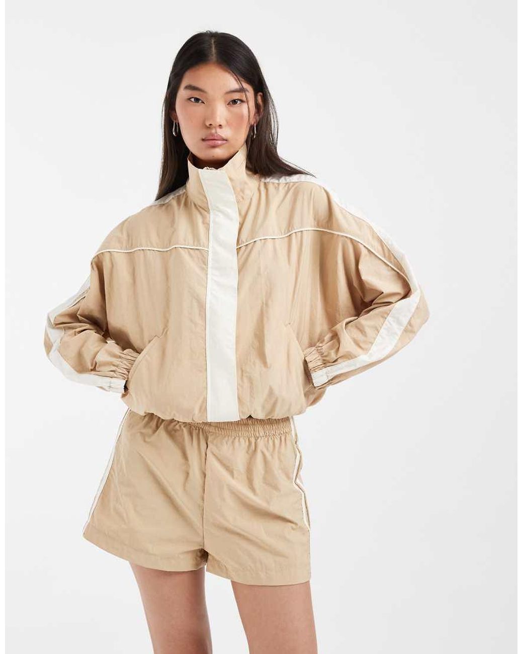 ASOS Natural Funnel Neck Windbreaker Jacket