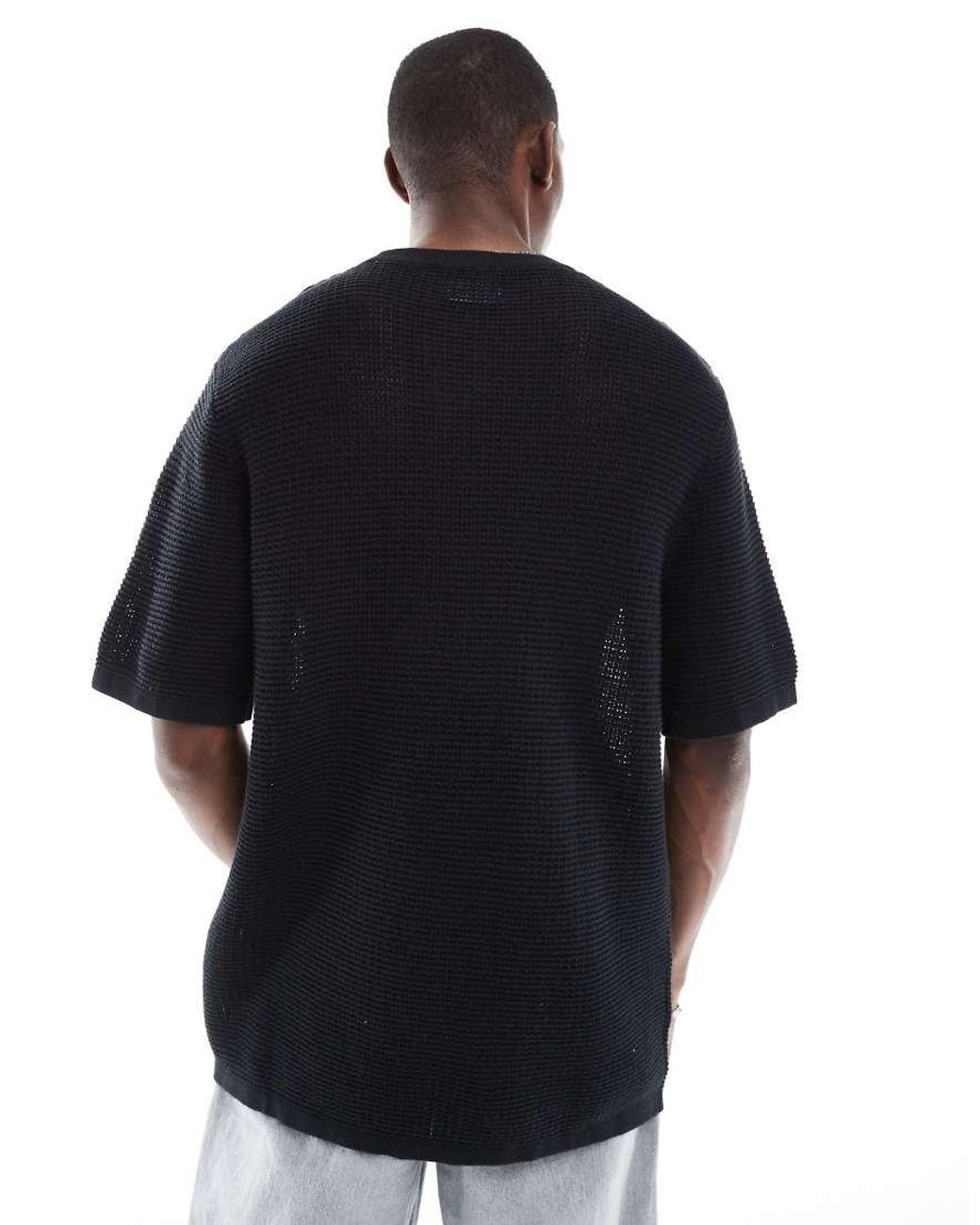 Jack & Jones Black Crochet T-shirt for men