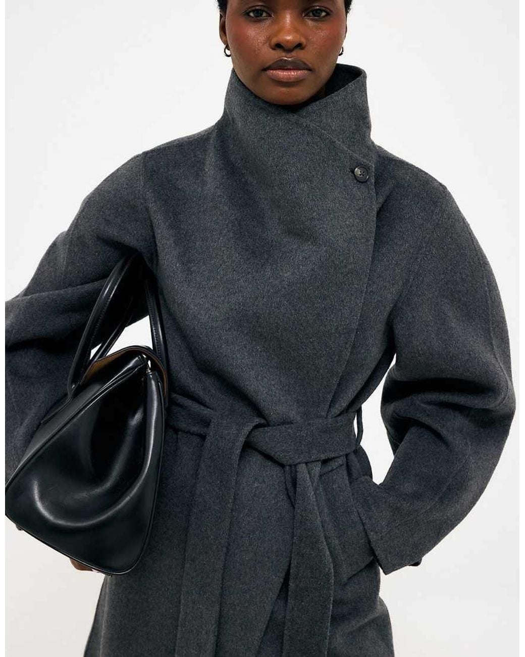 NA-KD Blue High Neck Double Faced Coat