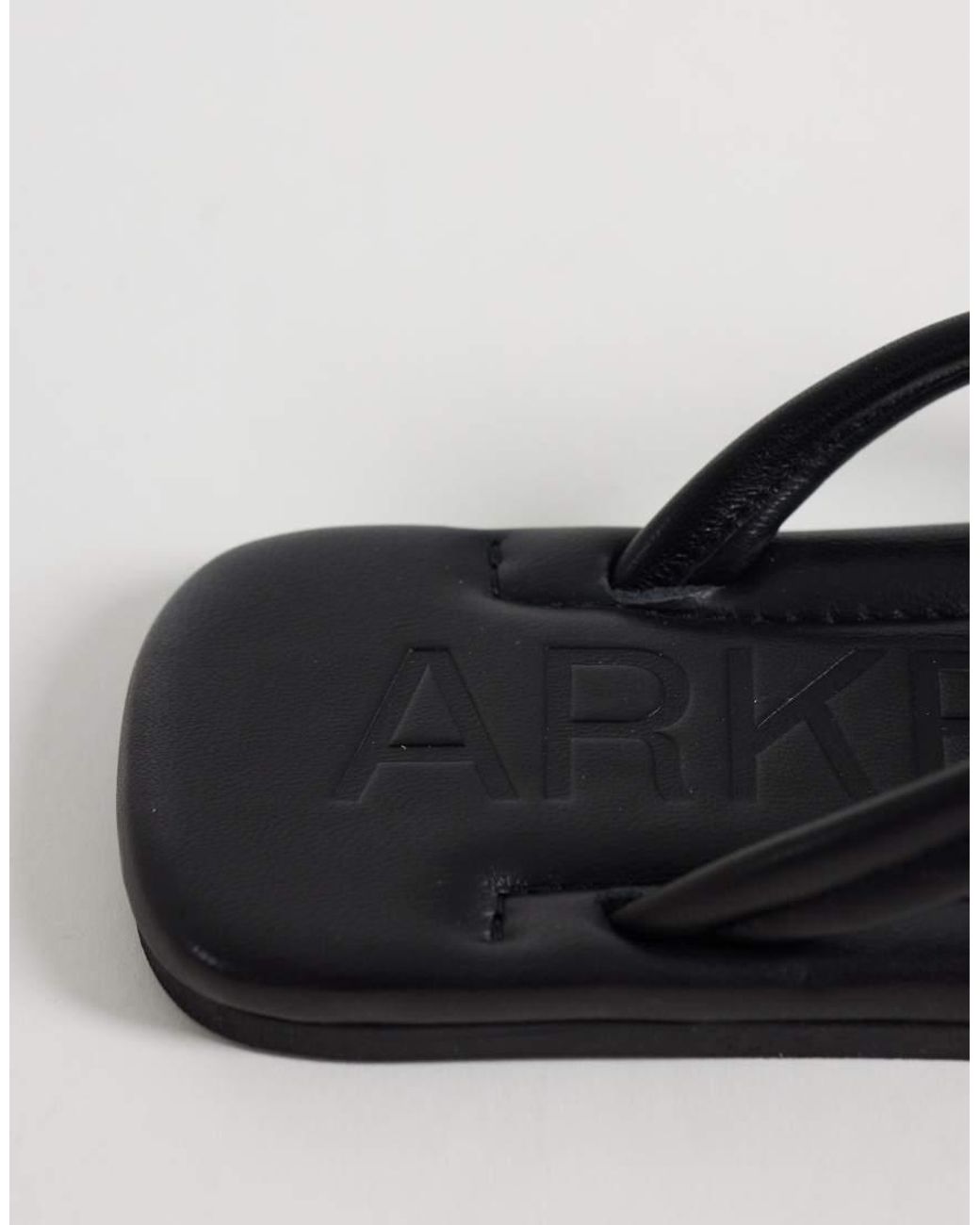 ARKET Blue Premium Leather Square Toe Flat Flip Flop Thong Sandal