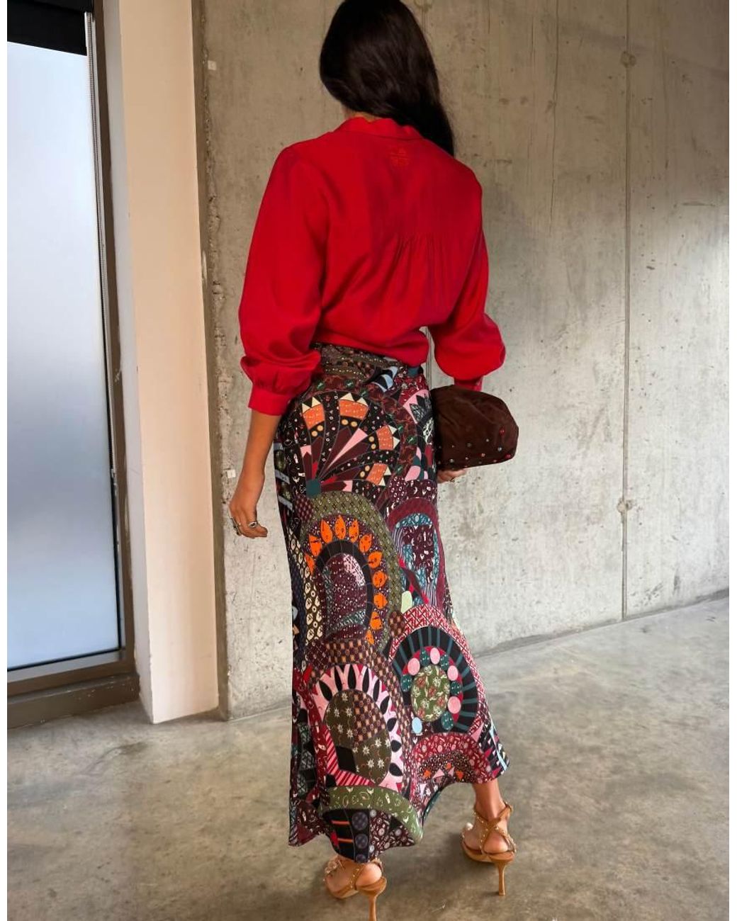 Never Fully Dressed Red Dorris Bias Maxi Skirt