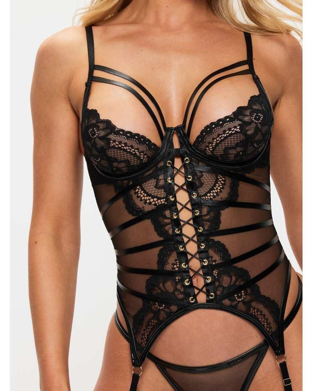 Ann Summers Black Dark Whispers Crotchless Cami Suspender