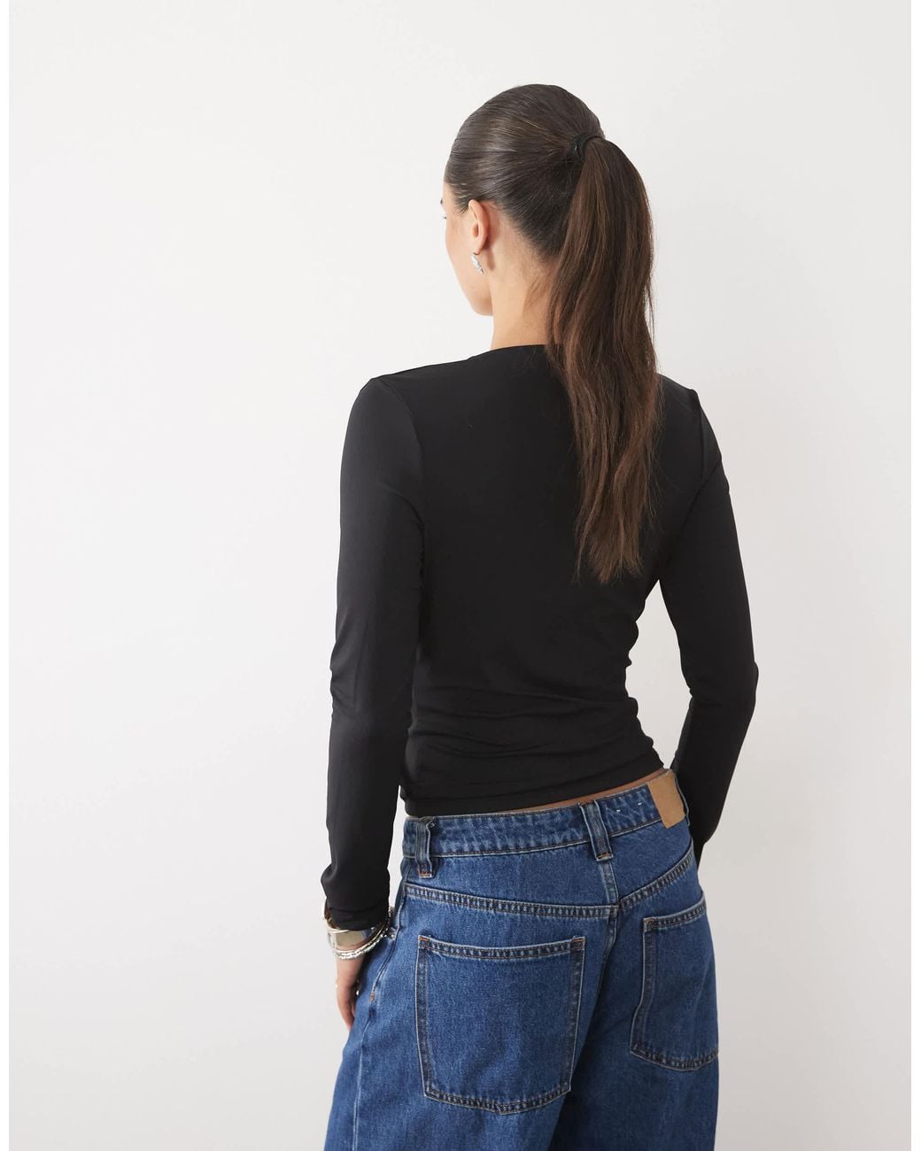 ASOS Black Polyamide Hardware Wrap Top