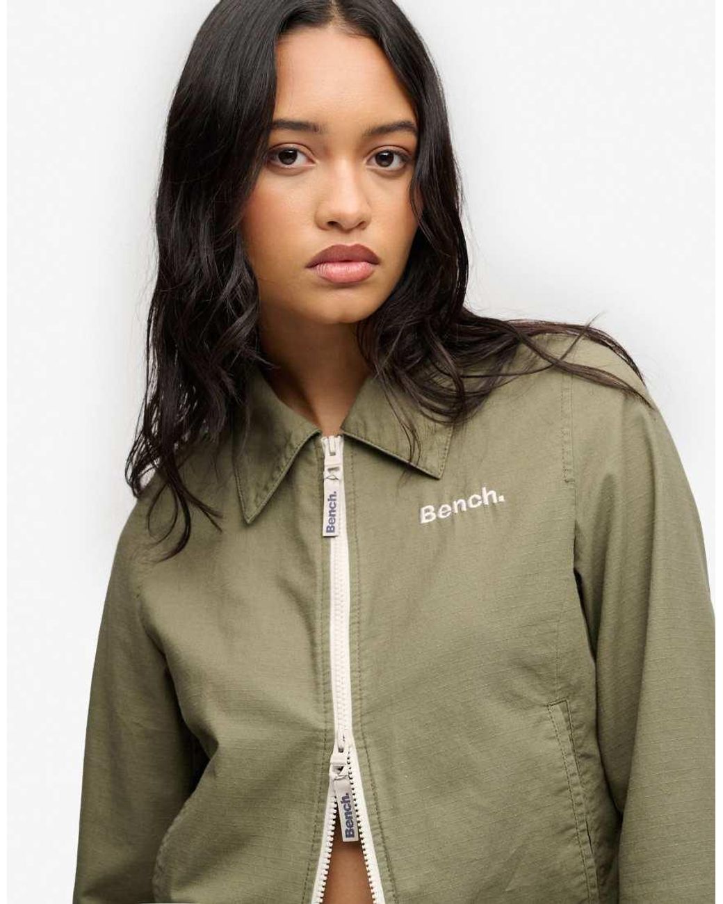 Bench x Superdry & Co Green Double Zip Collar Ripstop Jacket