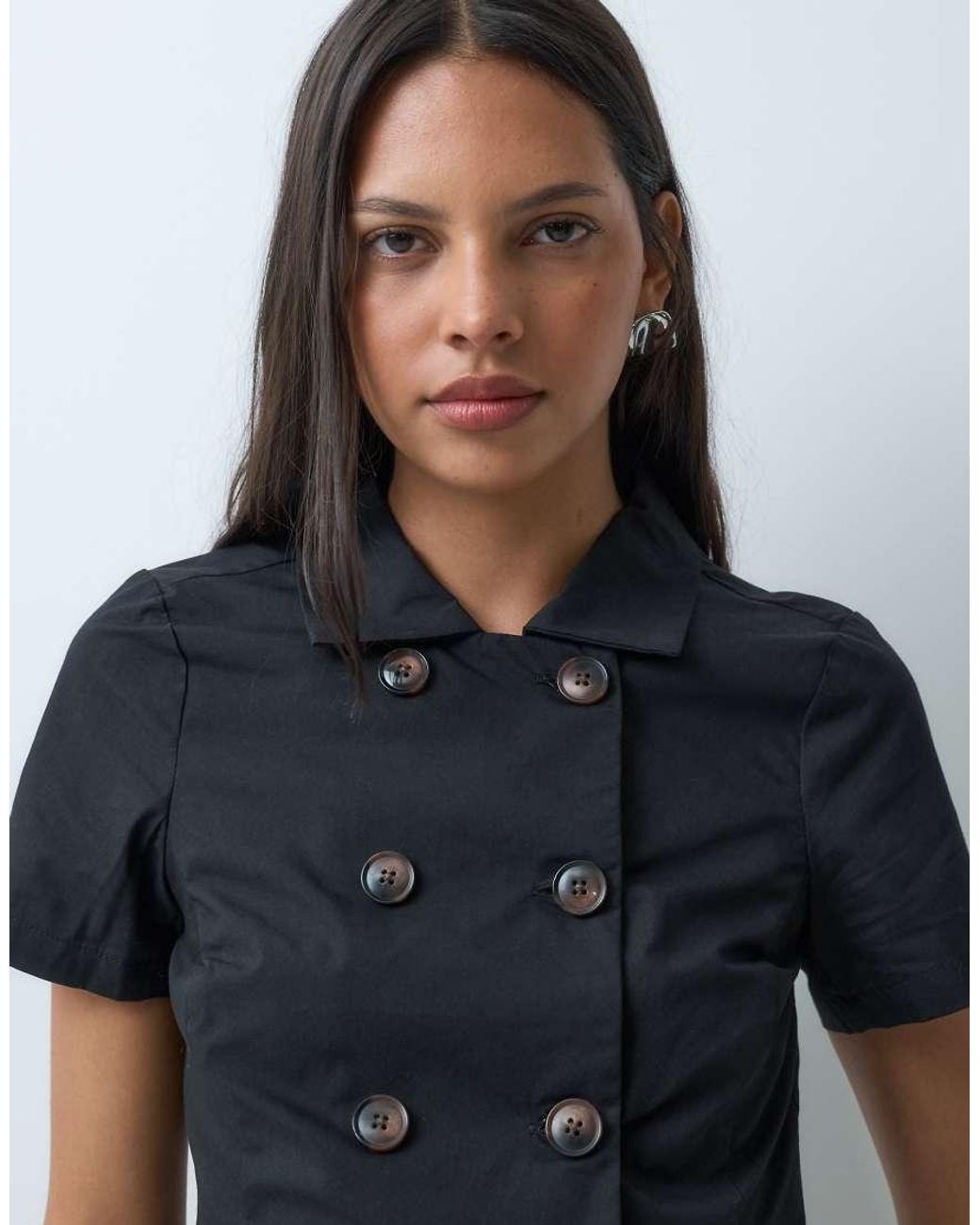 Cotton On Black Button Down Trench Shirt