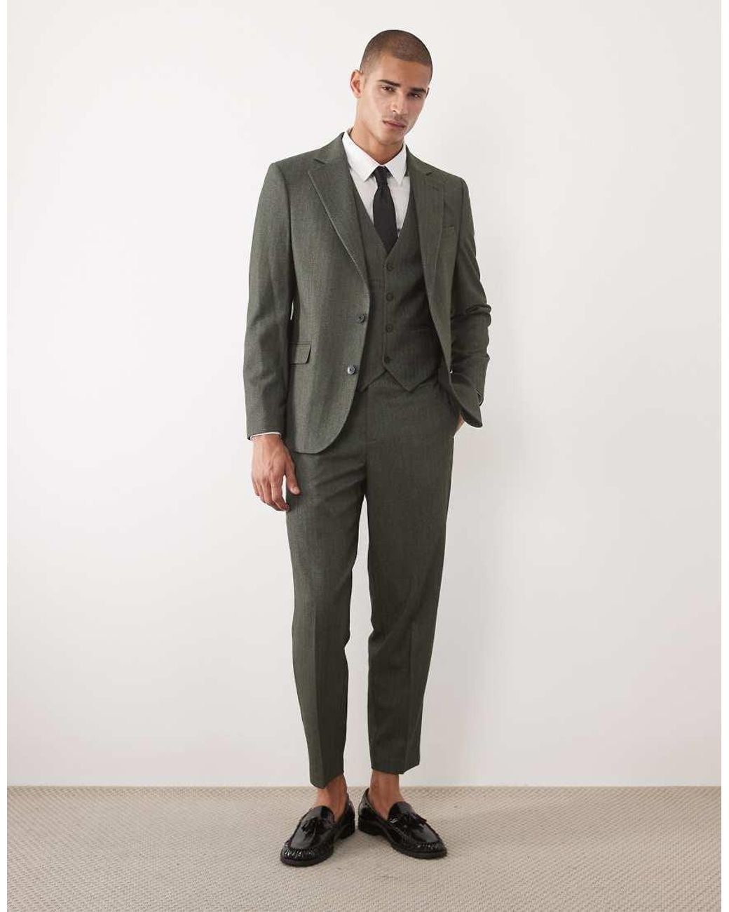 ASOS Natural Relaxed Tapered Suit Pants for men