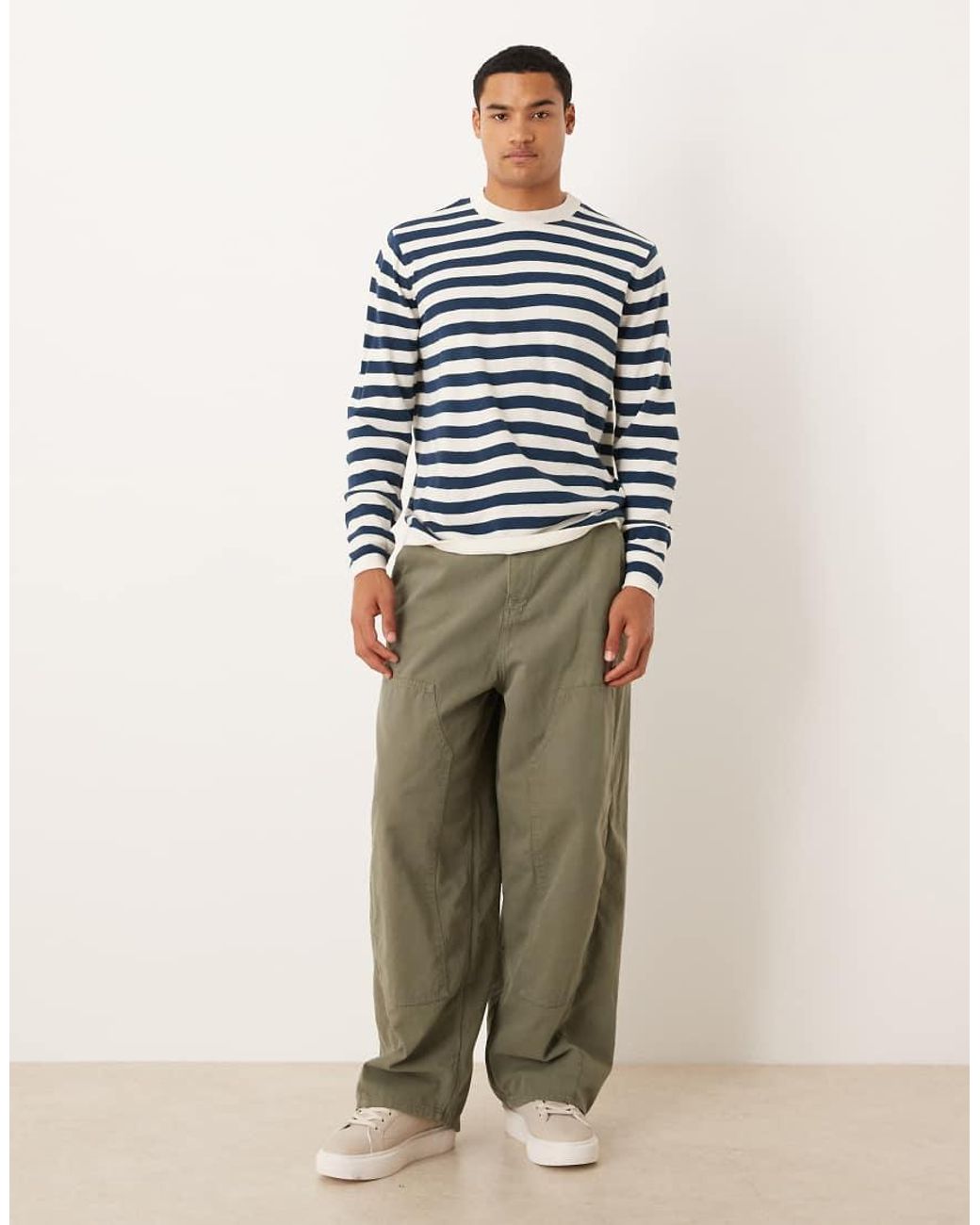 ASOS Blue Relaxed Knit Long Sleeve Crew Neck T-shirt for men