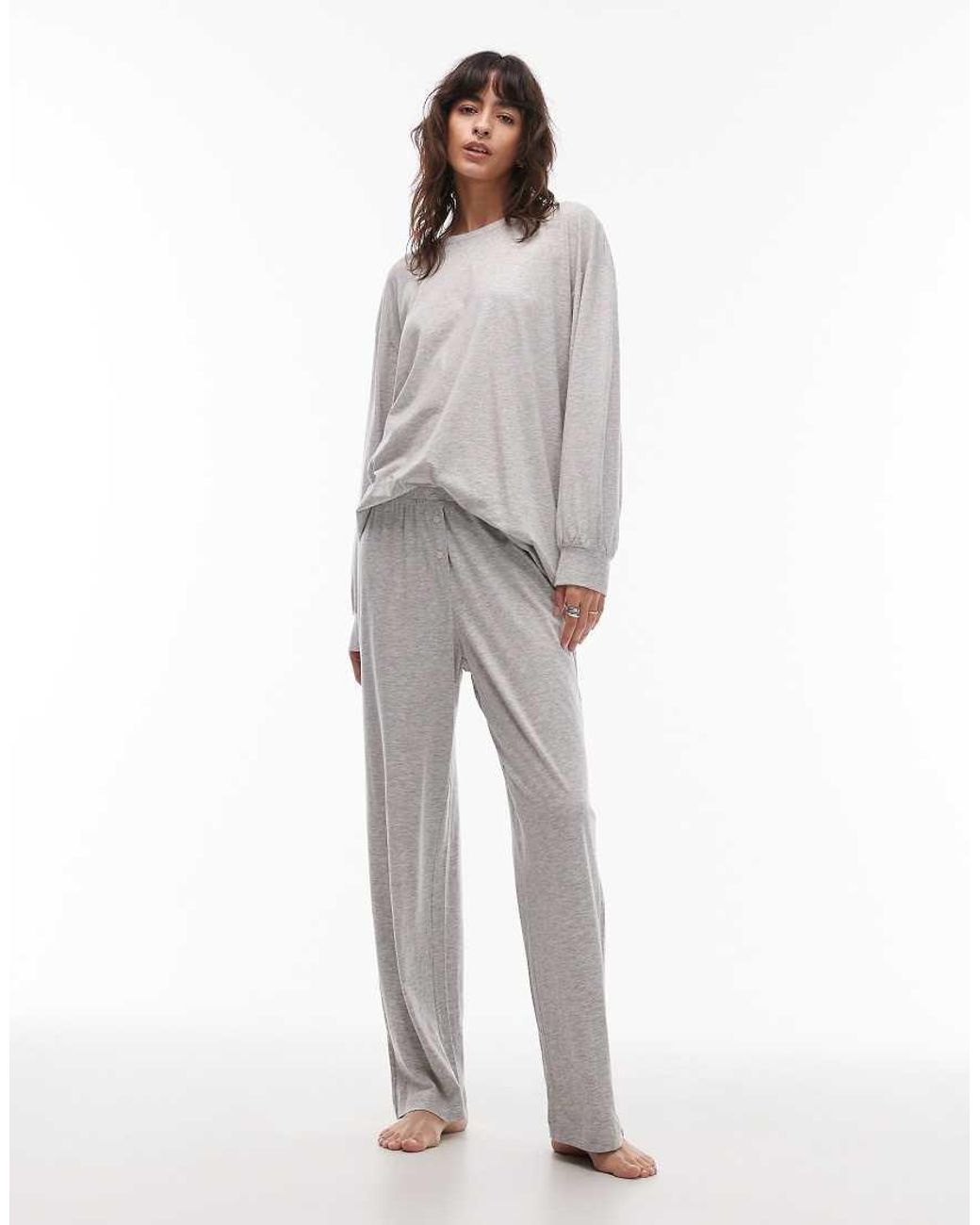 ARKET Gray Mix And Match Pure Cotton Lounge Soft Long Sleeve Pyjama Top