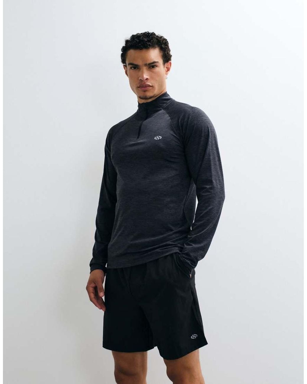 Jack & Jones Blue Sports Quarter Zip Quick Dry Long Sleeve Training Top for men