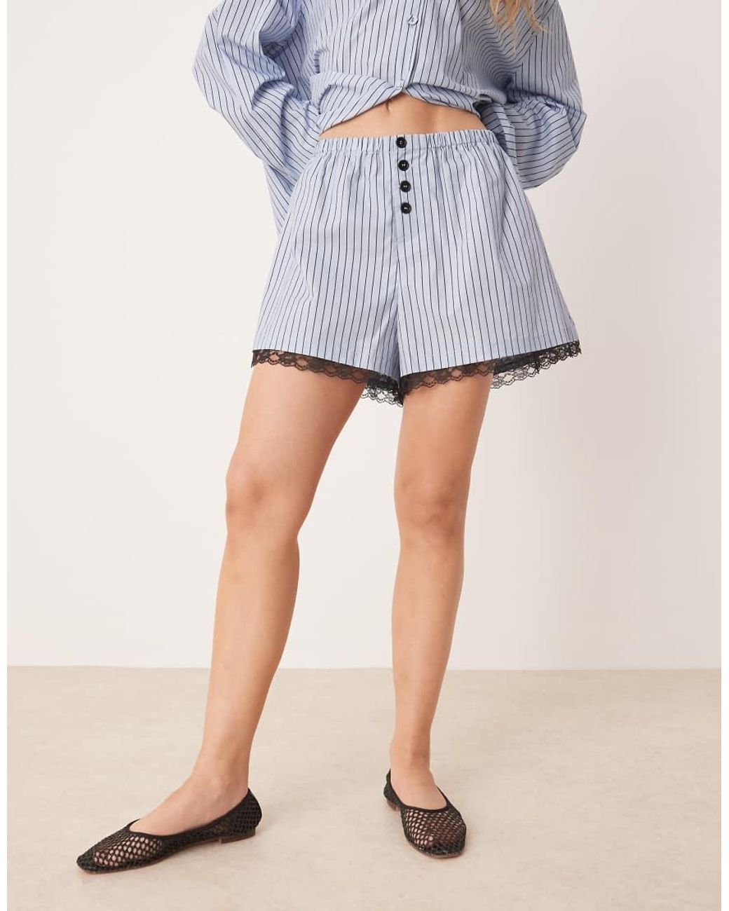 Vrg Grl Blue Ava Lace Edge Shorts