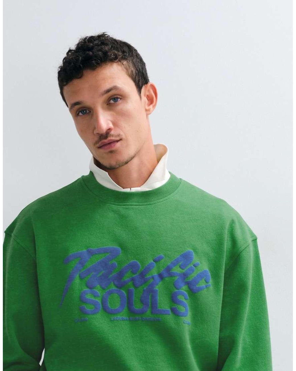 ASOS Green Relaxed Crew With Contrast Puff Print for men