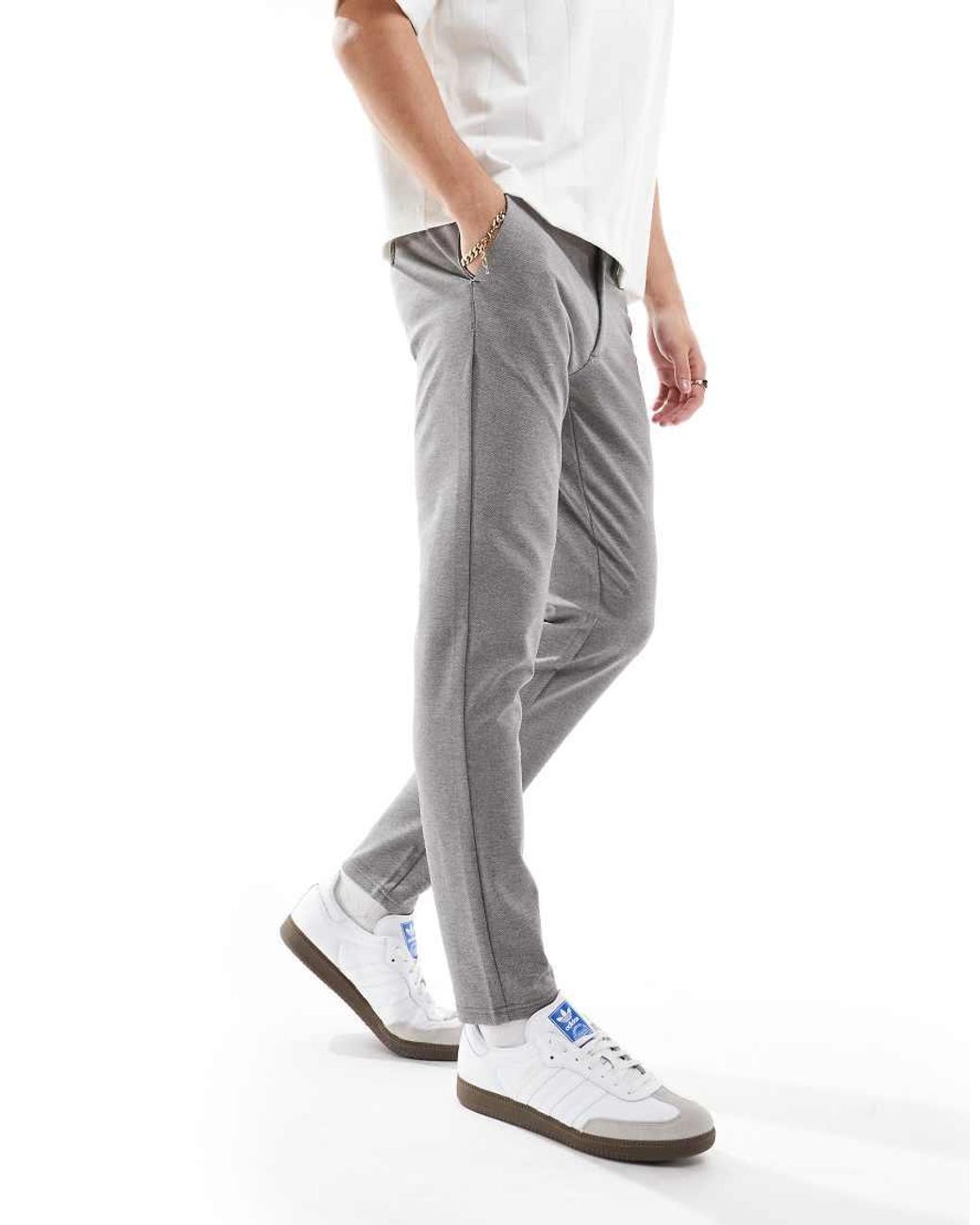 Only & Sons White Smart Tapered Fit Trouser for men