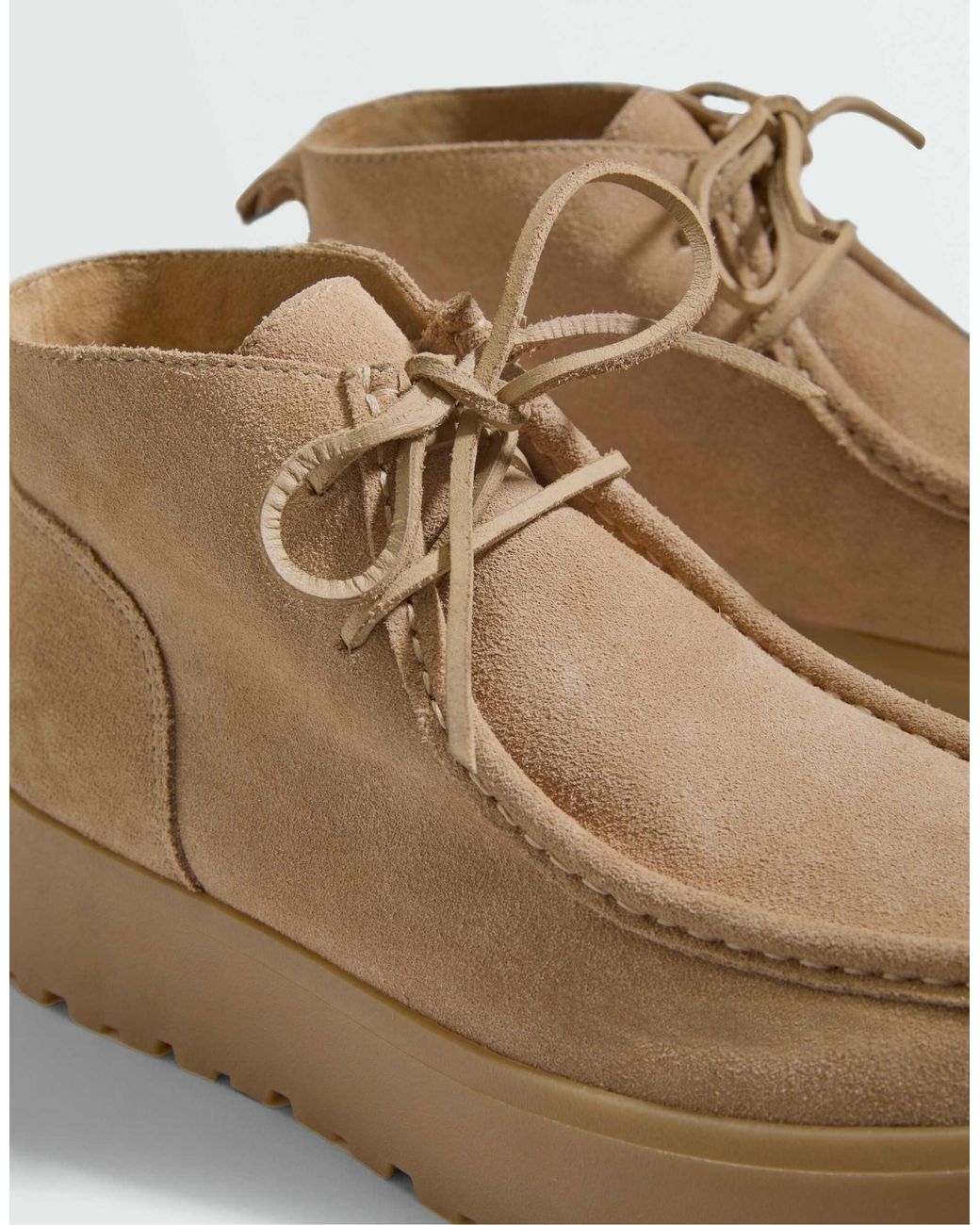 Oysho Natural Leder-schnürstiefel
