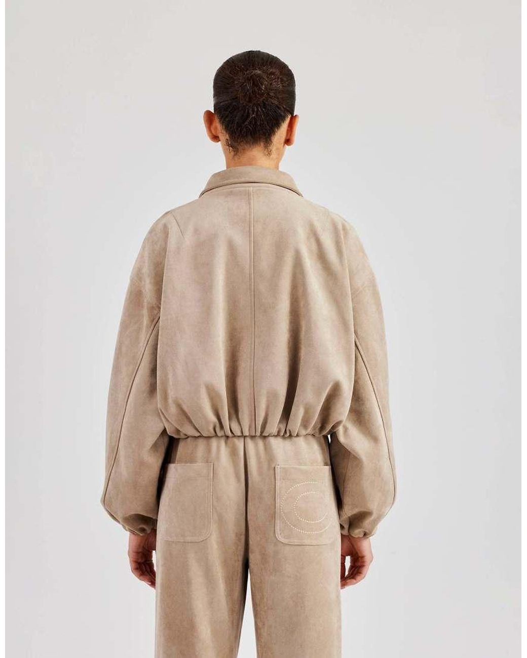 CERNUCCI Natural Suede Collared Bomber Jacket