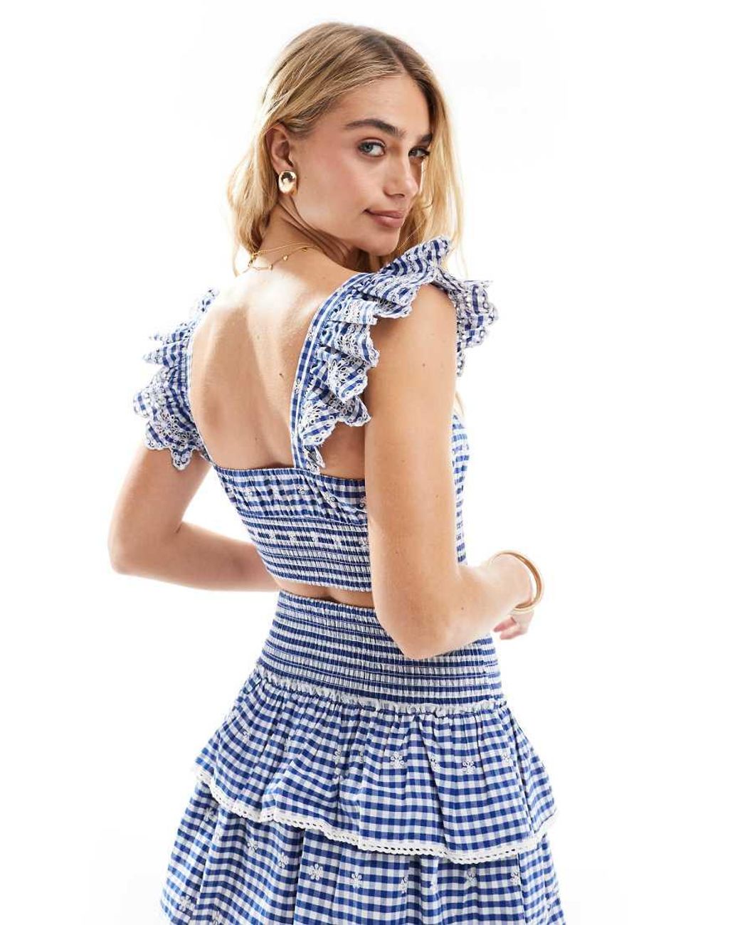New Look Blue Co-ord Gingham Crop Top