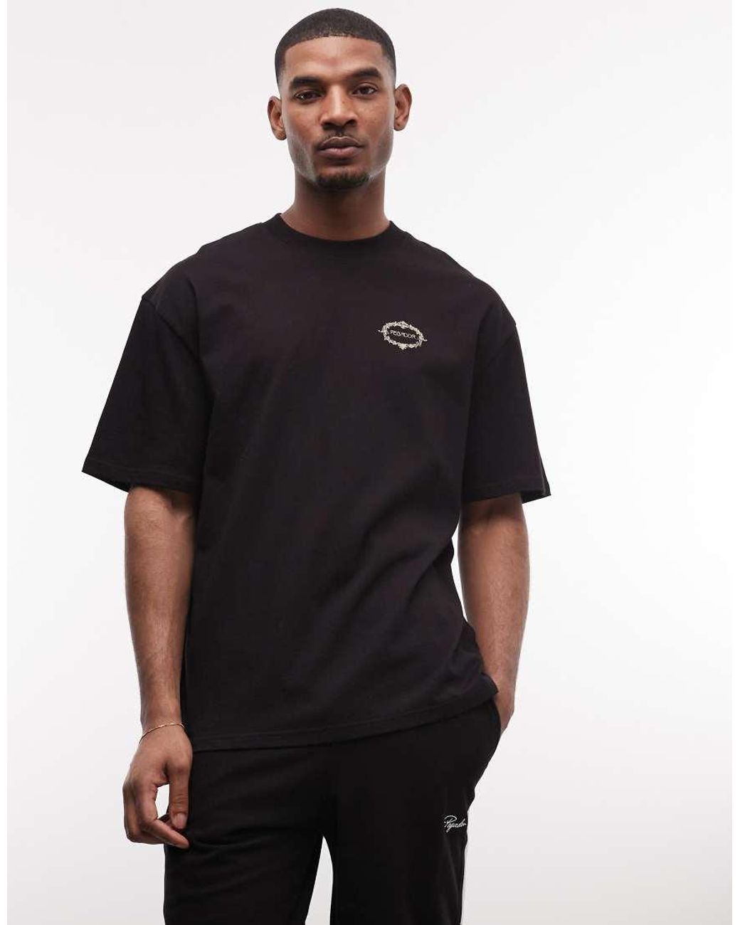 PEGADOR Black Reine Oversized Graphic T-shirt With Back Print for men