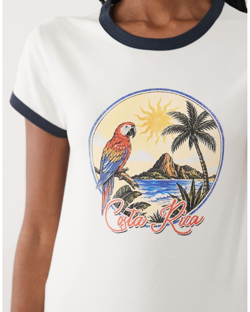 ASOS Blue Baby Tee With Parrot Print Top