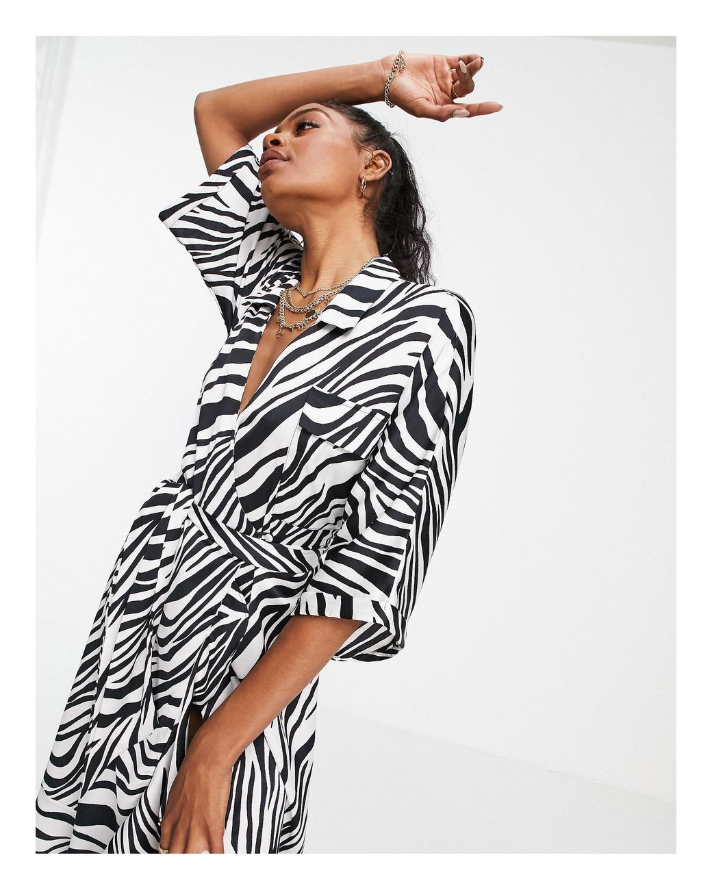 TOPSHOP Tall Zebra Print Shirt Dress in ...