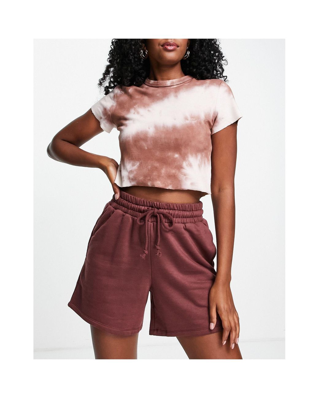 TOPSHOP Sweat jogger Short in Brown 