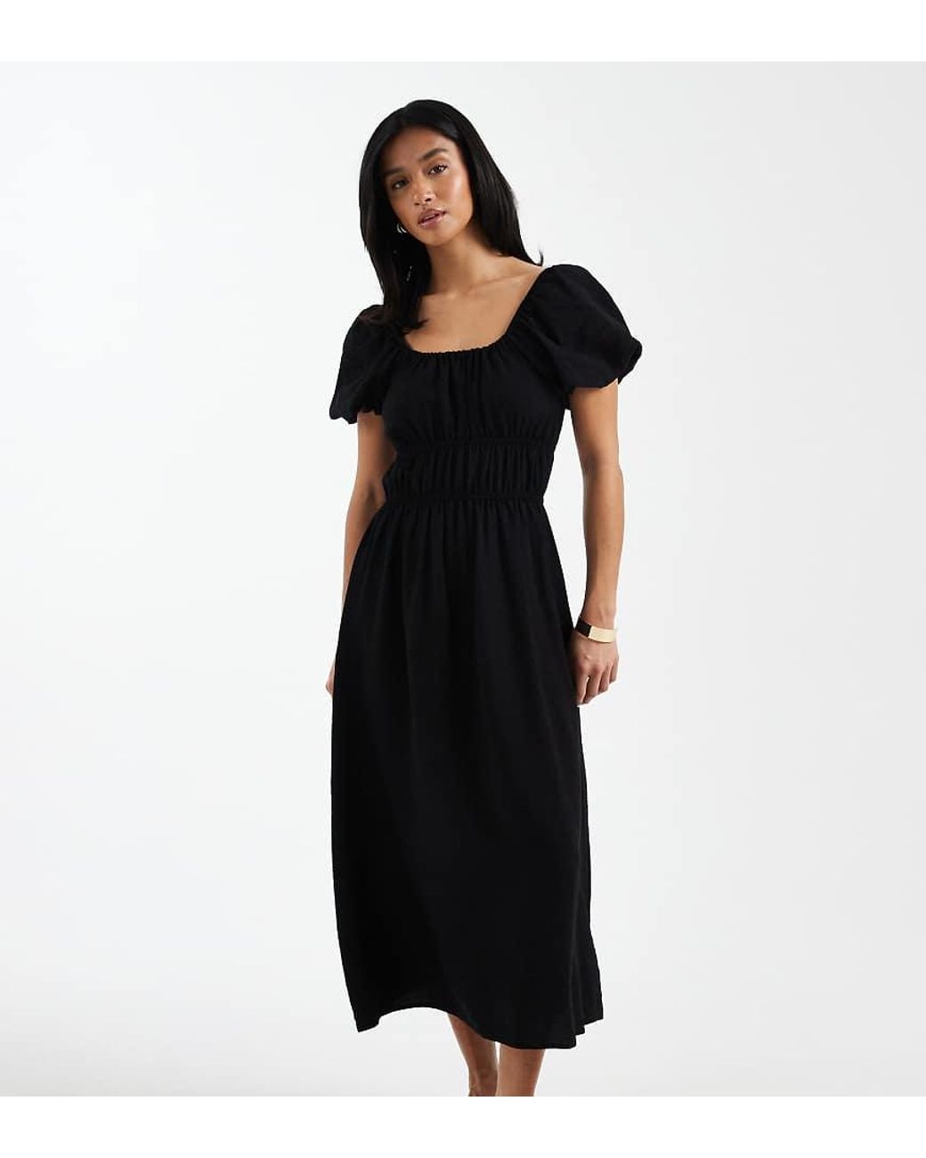 New Look Black Milk Maid Midi Dress