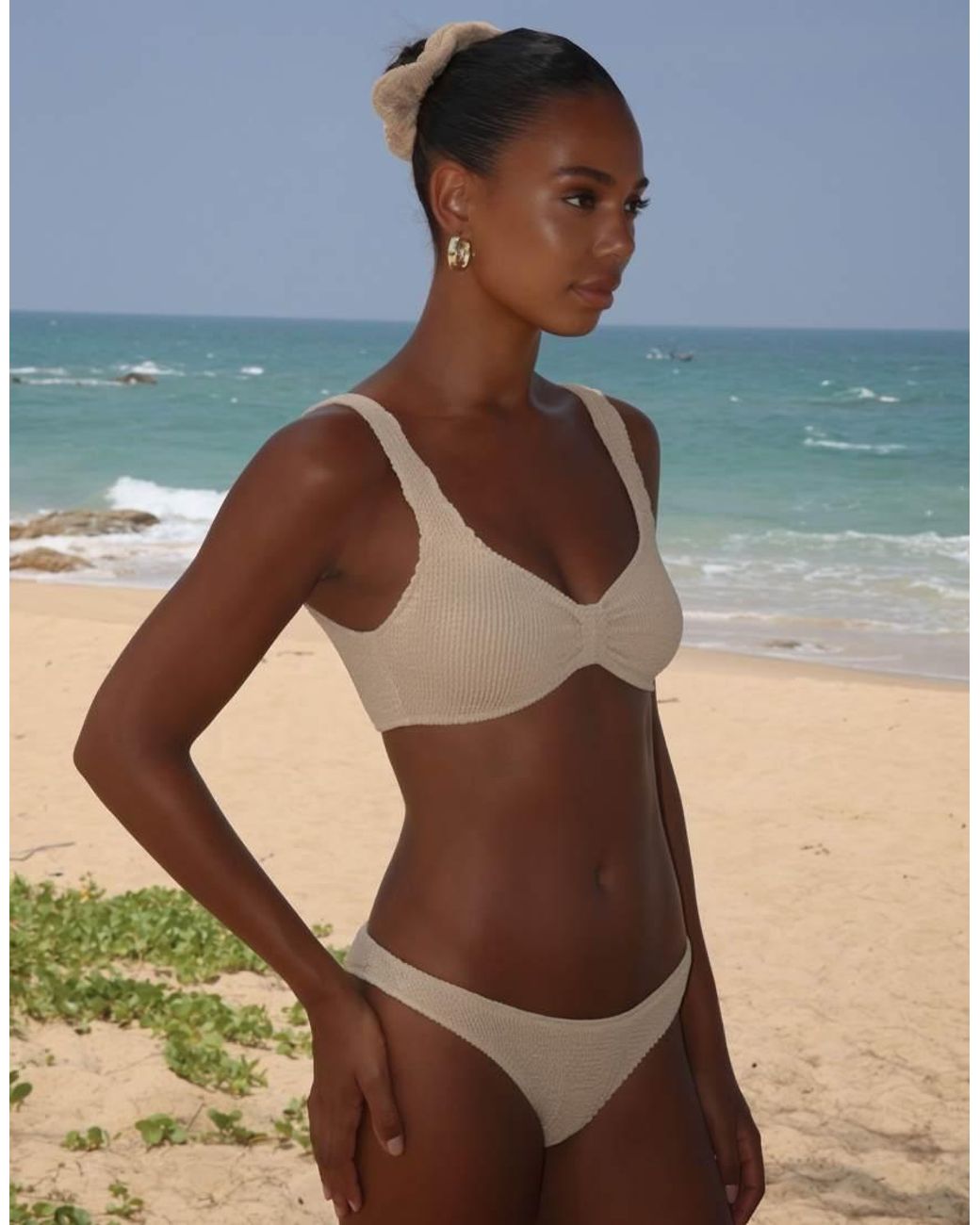 Moda Minx Blue Scrunch Fixed Full Brief Bikini Bottom
