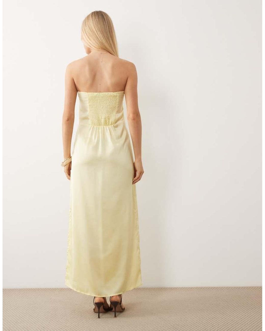 Pieces Natural Bandeau Maxi Satin Dress