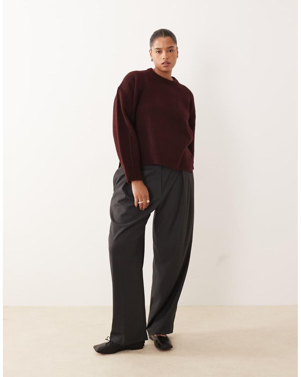 ASOS Red Asos Design Curve Boxy Crew Neck Jumper With Side Split Detail