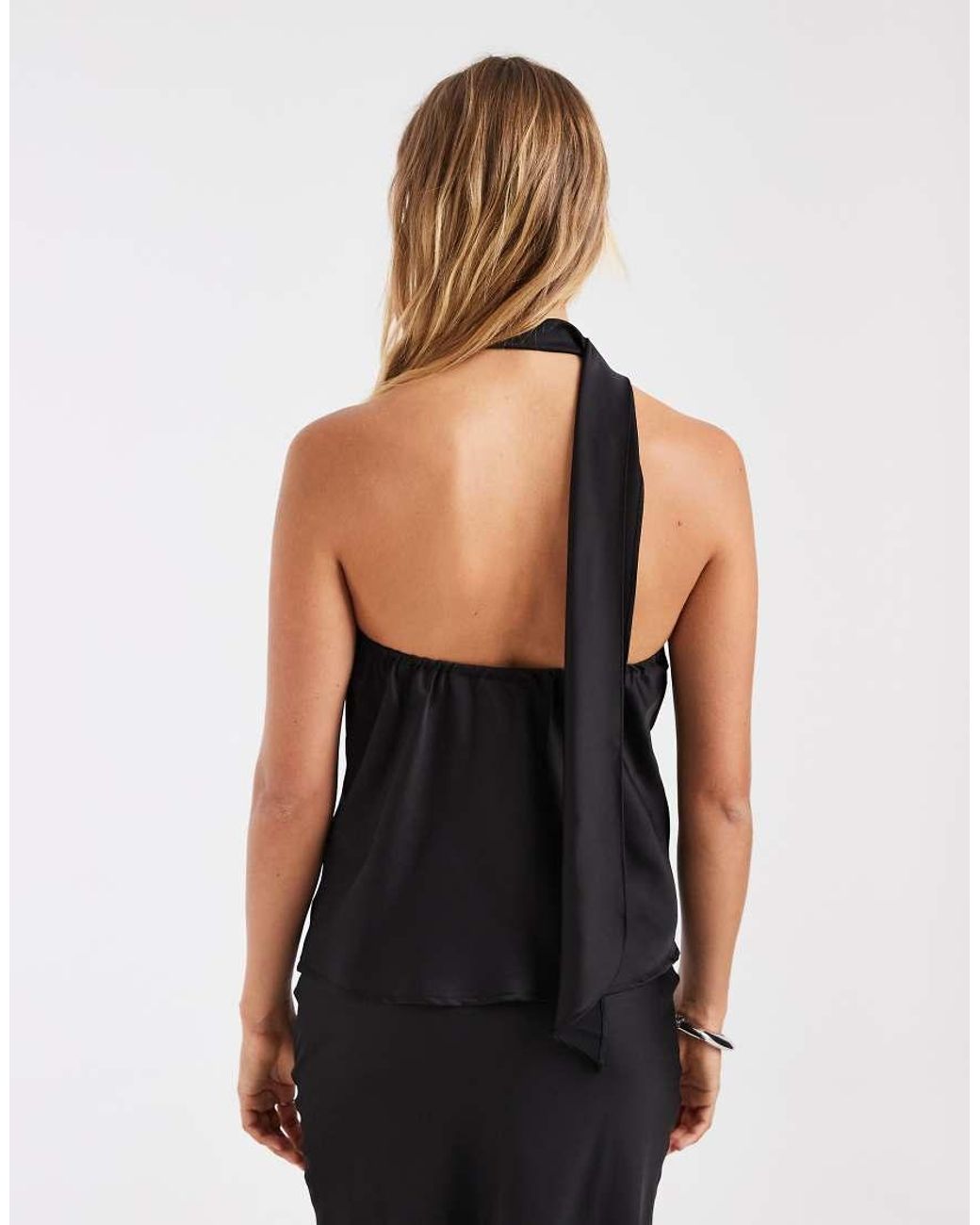 ONLY Black Scarf Detail One Shoulder Top