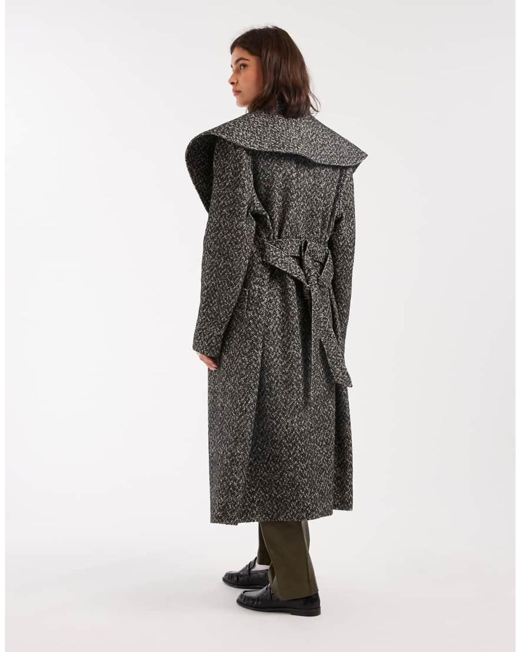 Miss Selfridge Gray Formal Shawl Collar Wrap Coat