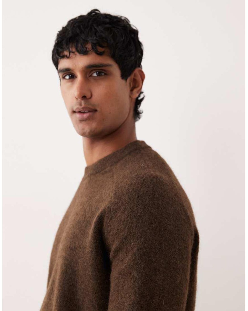 SELECTED Brown Boxy Alpaca Blend Jumper for men