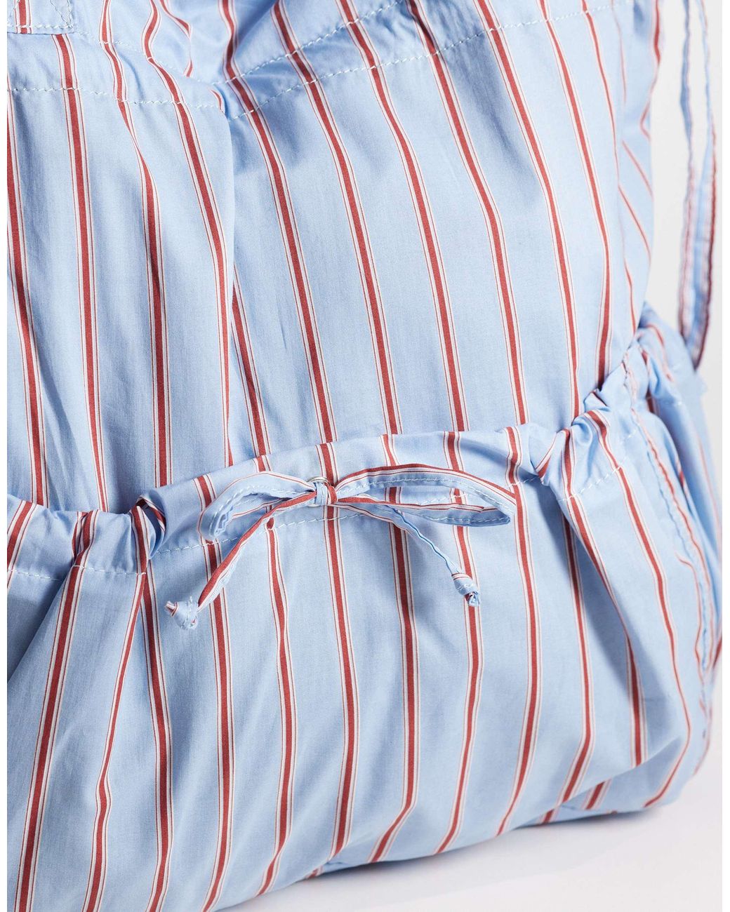 Cabas froncé à rayures avec poche - et rouge ASOS en coloris Blue