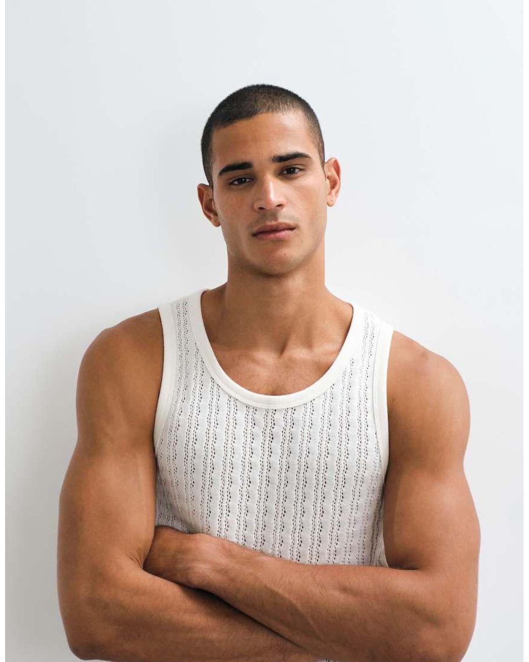 Abercrombie & Fitch White Pointelle Tank Top for men