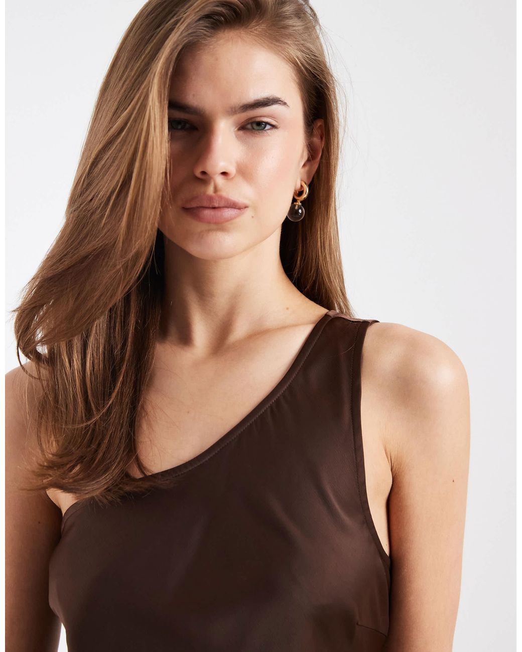 Object Brown – satin-maxikleid