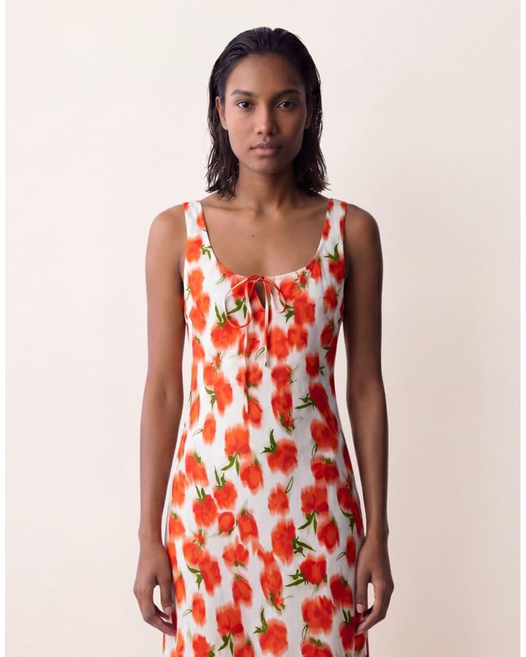 ASOS White Scoop Neck Tie Front Midi Dress