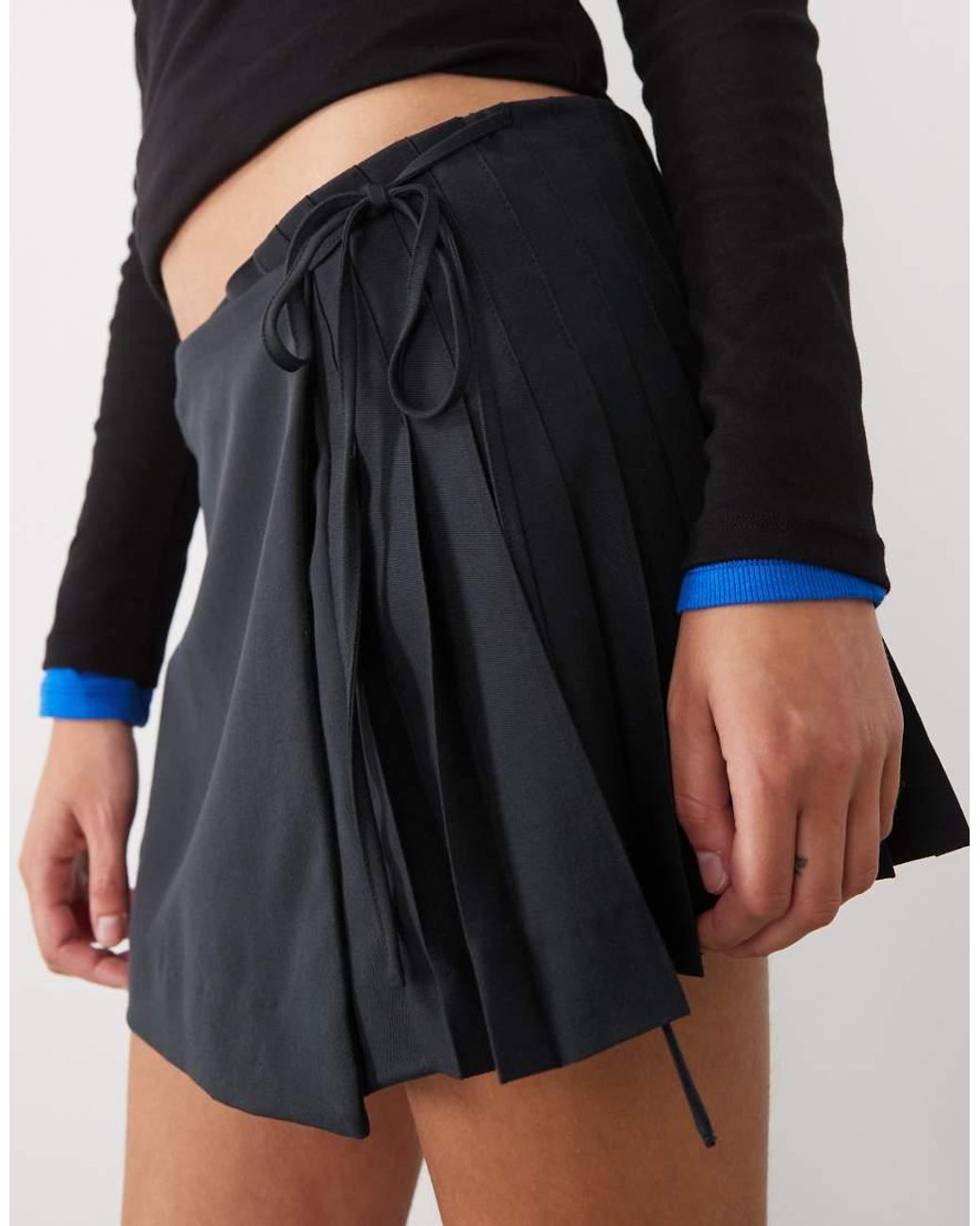 Monki White Pleated Wrap Mini Skirt
