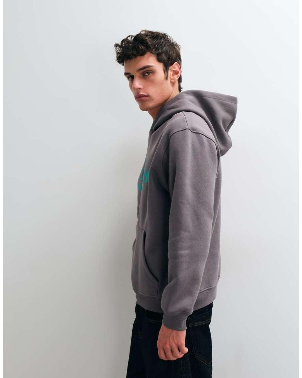 ASOS Gray Relaxed Hoodie With Star Graphic Print for men
