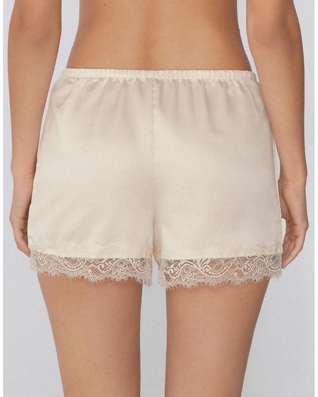 Tezenis Natural Satin And Lace Shorts