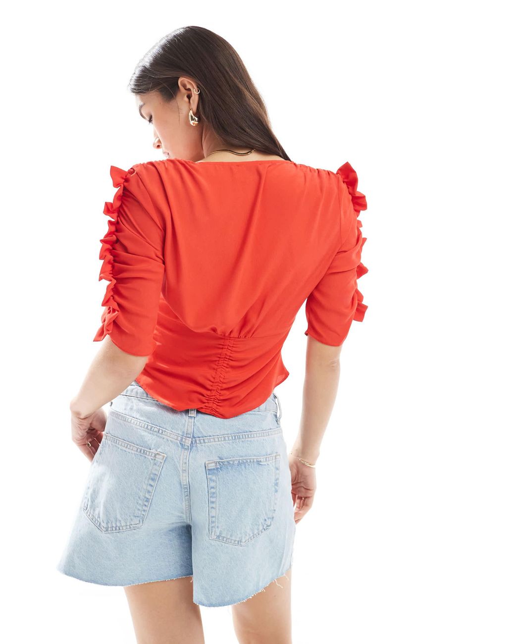 ASOS Red V Neck Tea Blouse