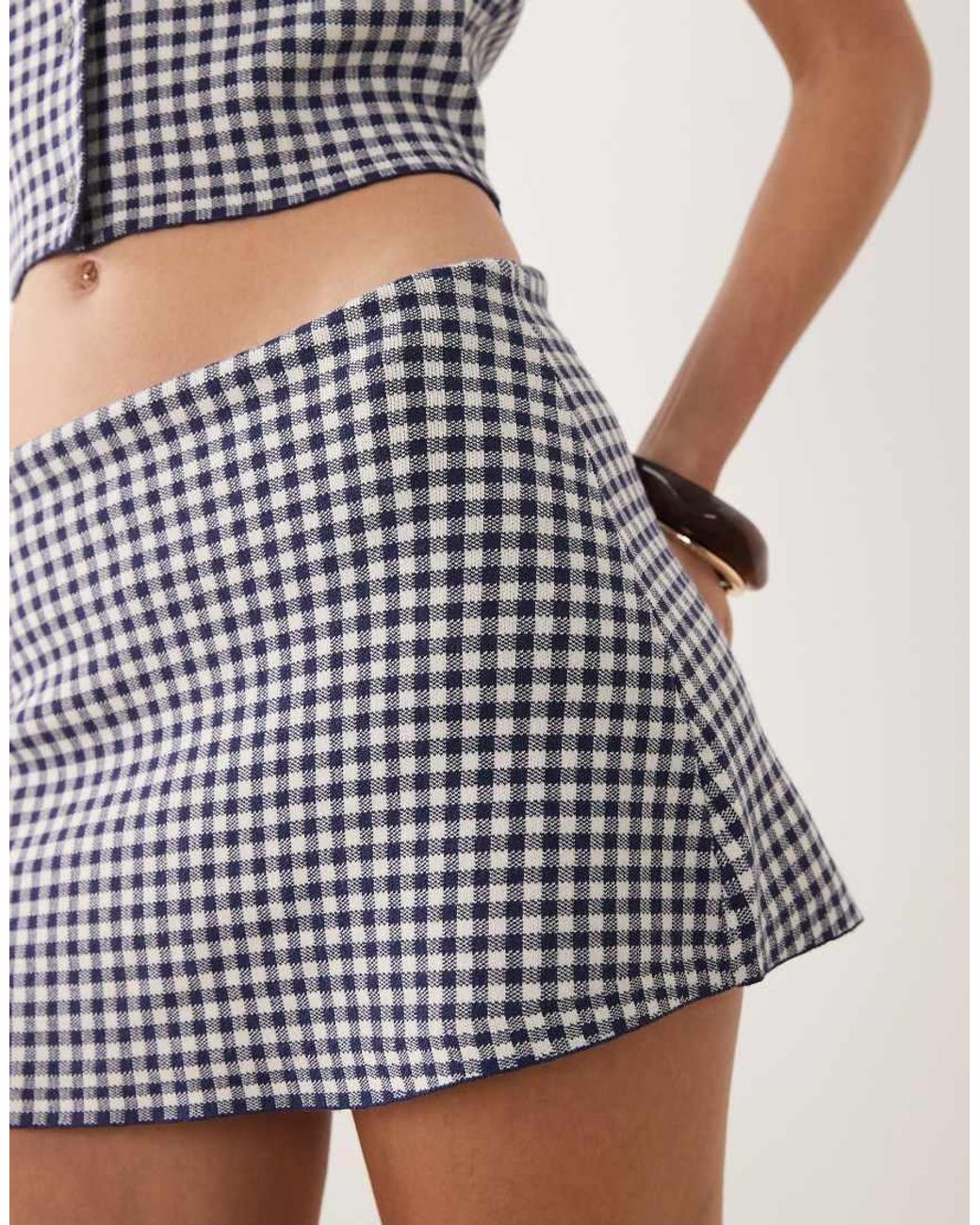 GOOD AMERICAN Natural Fine Knit Low Rise Mini Skort Co-ord